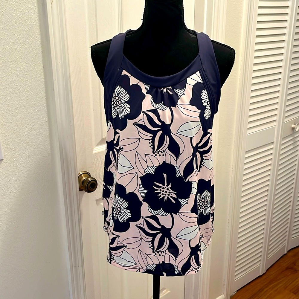 Shebeest blue and pink floral  athletic tank